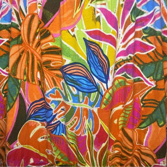 C&C California Floral Tropical Jersey Dress Short Sleeve Orange Plus Size 1X NWT - Picture 9 of 11